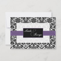 purple,black and white rsvp cards standard 3.5 x 5