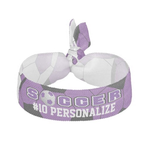 Purple Black and White  Soccer Ball with Number Elastic Hair Tie