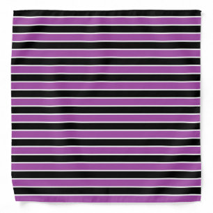 Purple, Black and White Stripes Bandana