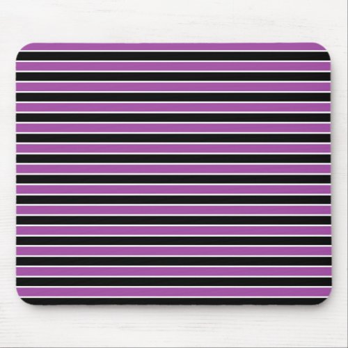 Purple Black and White Stripes Mouse Pad