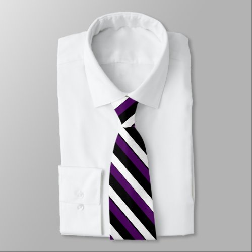 Purple Black and White University Stripe Tie