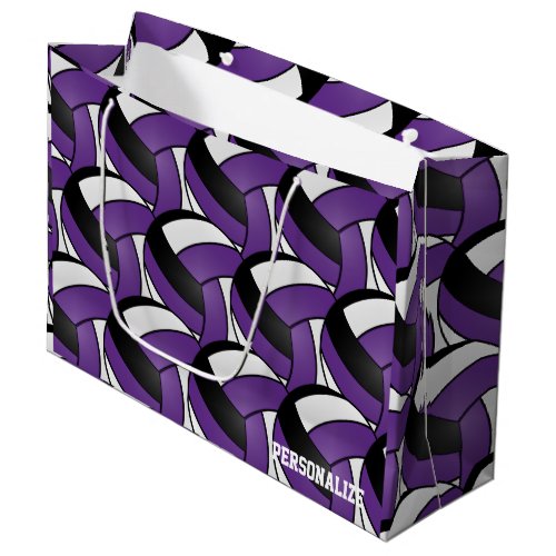 Purple Black and White Volleyball 2 Large Gift Bag