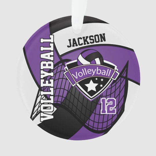 Purple, Black and White Volleyball Ornament | Zazzle.com