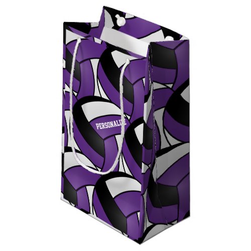 Purple Black and White Volleyballs Small Gift Bag