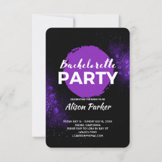 Purple Black Bachelorette Party Invitation