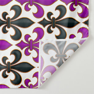 Purple Black Baroque Fleur-de-lis Pattern Design  Fabric