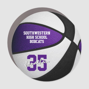 Purple black basketball spirit day locker or car magnet