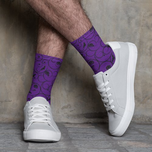 PurpleBlack Bats Pattern Socks