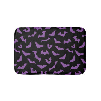 Purple black bats witch horror bath mat