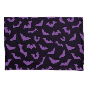 Purple black bats witch horror pillow case
