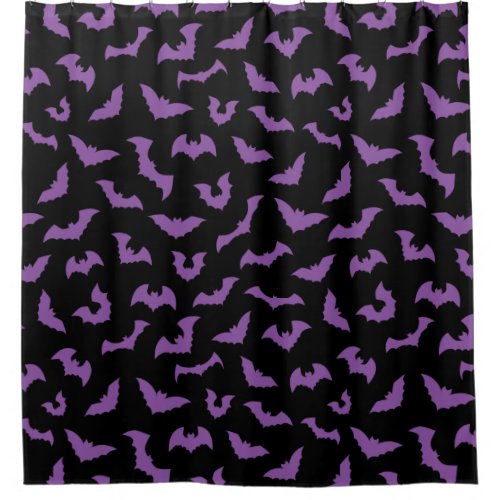 Purple black bats witch horror shower curtain