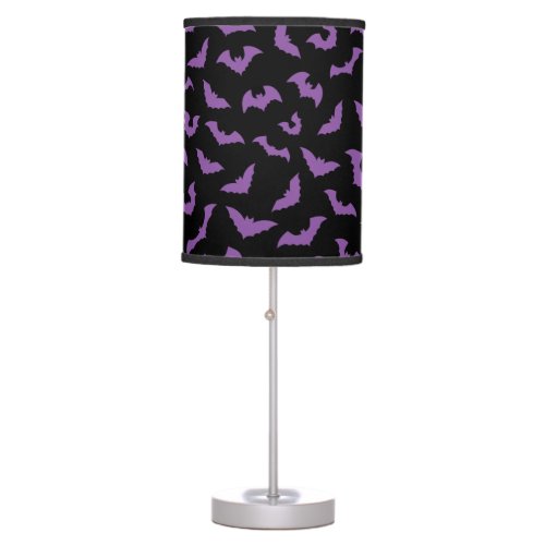 Purple black bats witch horror table lamp