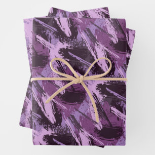 Purple Black Brush Wrapping Paper Sheets