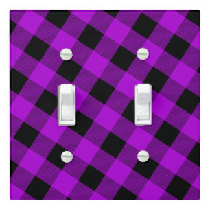 Purple & Black Buffalo Plaid Check Light Switch Cover