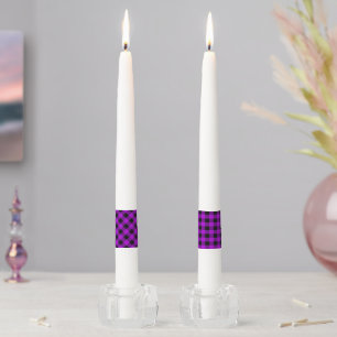 Purple & Black Buffalo Plaid Check Taper Candle