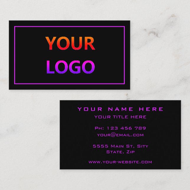 Purple Black Business Card Template Choose Colors (Front/Back)