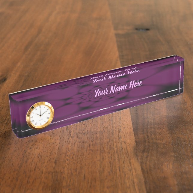 Purple Black Butterfly Petal Desk Name Plate (Side)