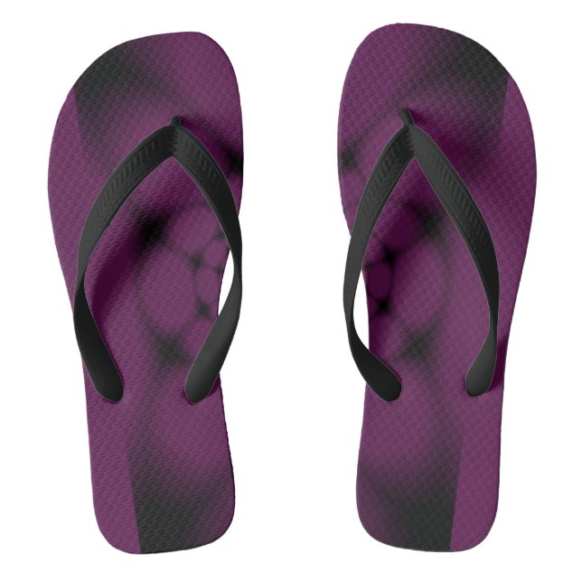 Purple Black Butterfly Petal Flip Flops (Footbed)