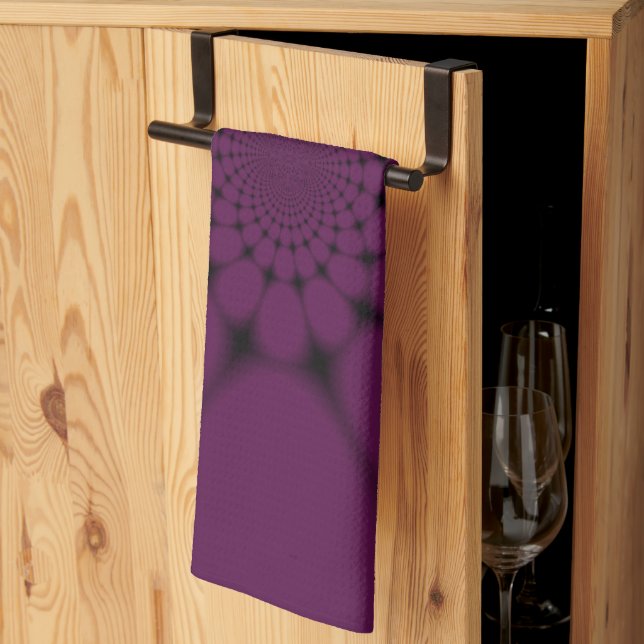 Purple Black Butterfly Petal Kitchen Towel (Thirds Fold)