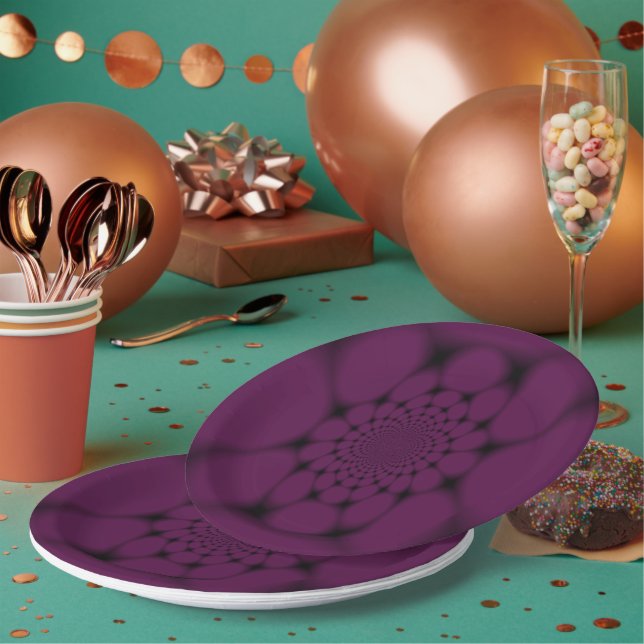 Purple Black Butterfly Petal Paper Plates (Multi)