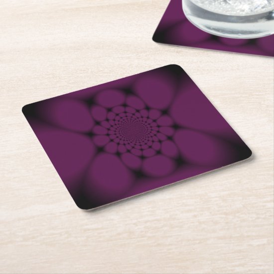 Purple Black Butterfly Petal Square Paper Coaster