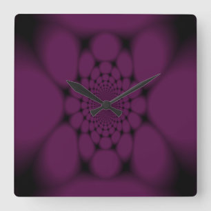 Purple Black Butterfly Petal Square Wall Clock