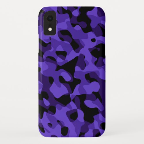 Purple Black Camouflage Pattern Print iPhone XR Case