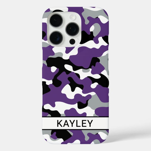 Purple Black Camouflage Personalized Case-Mate iPhone Case (Back)