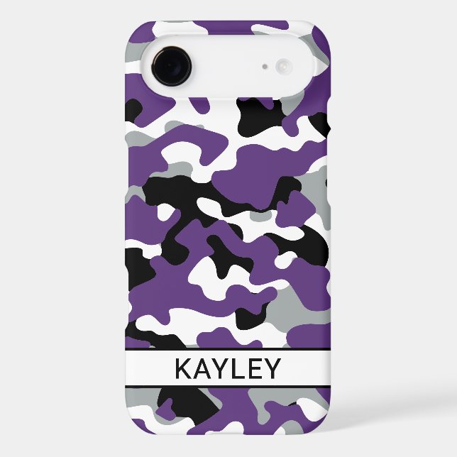 Purple Black Camouflage Personalized Case-Mate iPhone Case (Back)