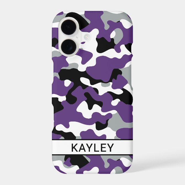 Purple Black Camouflage Personalized Case-Mate iPhone Case (Back)