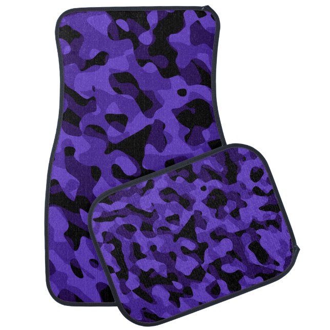 Purple Black Camouflage Print Pattern Car Floor Mat (Set)