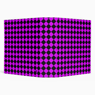 Purple Black Checker Diamond Pattern 3 Ring Binder
