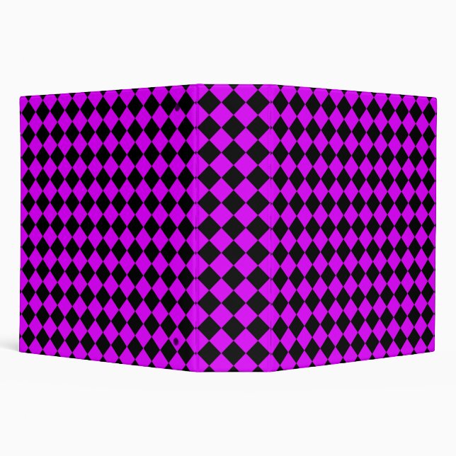 Purple Black Checker Diamond Pattern 3 Ring Binder (Background)