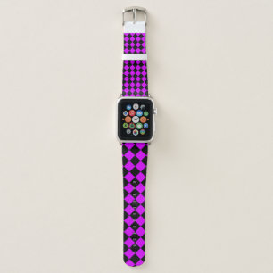 Purple Black Checker Diamond Pattern Apple Watch Band