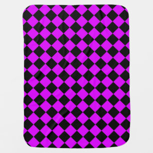 Purple Black Checker Diamond Pattern Baby Blanket