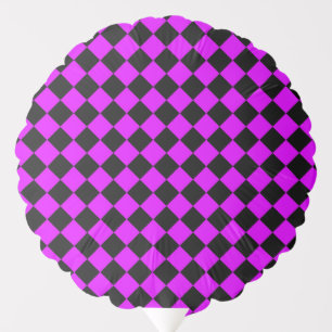 Purple Black Checker Diamond Pattern Balloon