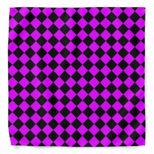 Purple Black Checker Diamond Pattern Bandana