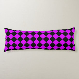 Purple Black Checker Diamond Pattern Body Pillow