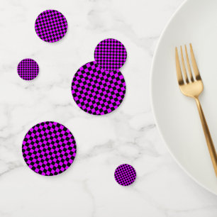 Purple Black Checker Diamond Pattern Confetti