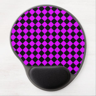 Purple Black Checker Diamond Pattern Gel Mouse Pad