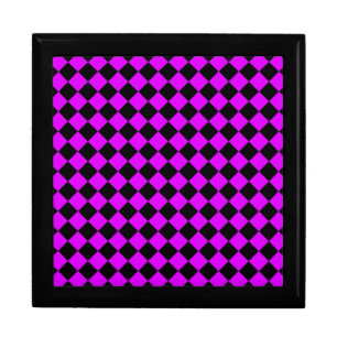 Purple Black Checker Diamond Pattern Gift Box