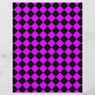Purple Black Checker Diamond Pattern Letterhead