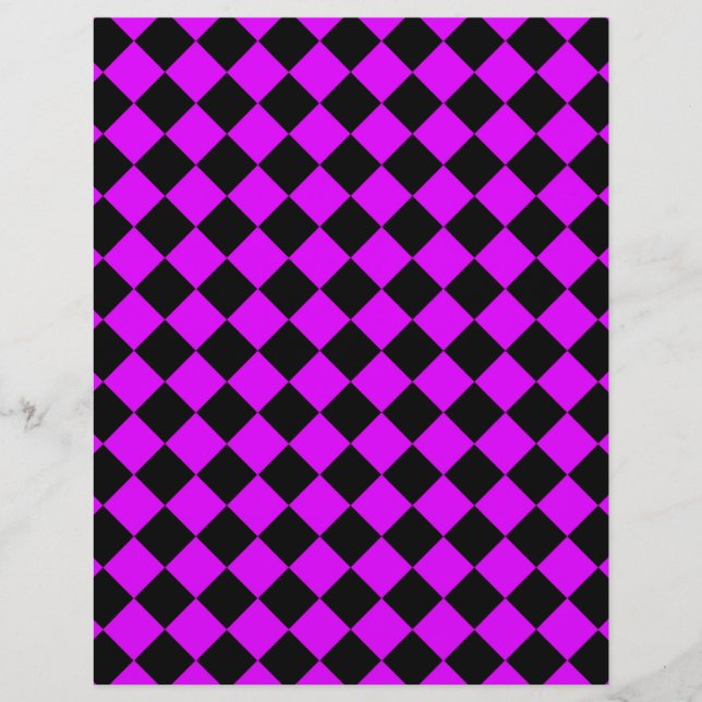 Purple Black Checker Diamond Pattern Letterhead (Front)