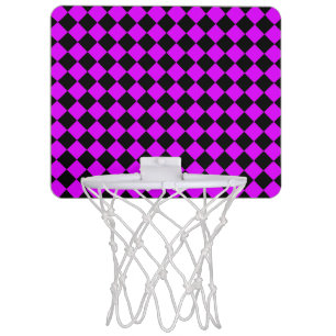 Purple Black Checker Diamond Pattern Mini Basketball Hoop