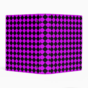 Purple Black Checker Diamond Pattern Mini Binder