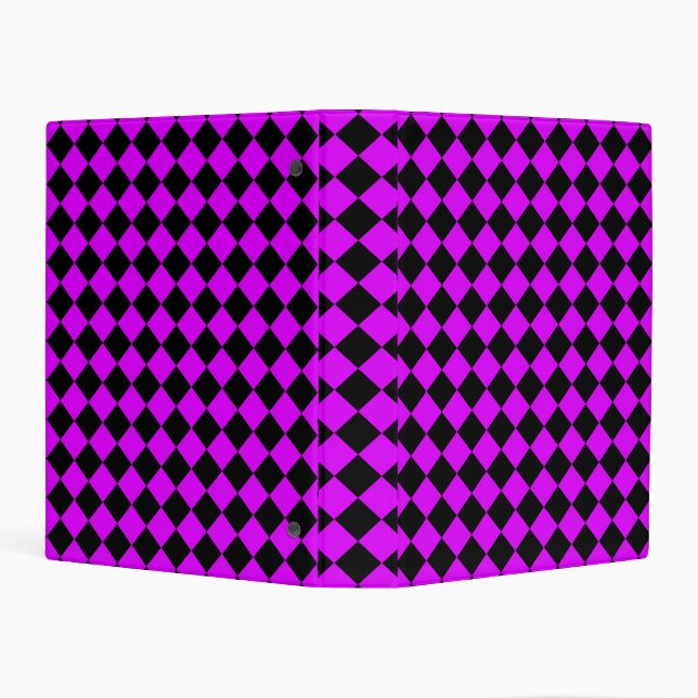 Purple Black Checker Diamond Pattern Mini Binder (Background)