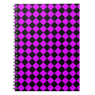 Purple Black Checker Diamond Pattern Notebook