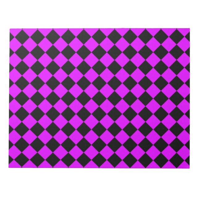 Purple Black Checker Diamond Pattern Notepad (Front)