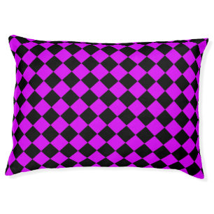 Purple Black Checker Diamond Pattern Pet Bed