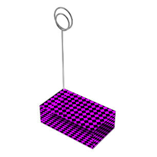 Purple Black Checker Diamond Pattern Place Card Holder